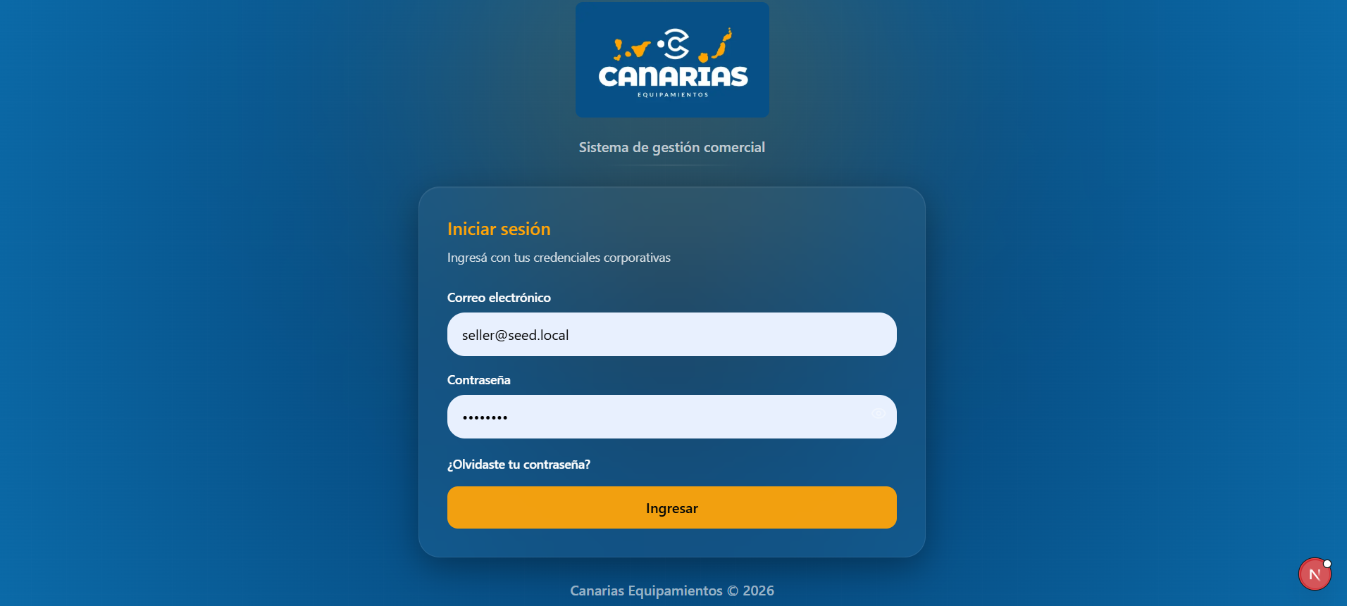 Canarias Equipamientos — Gestión de ventas y soporte vista 1