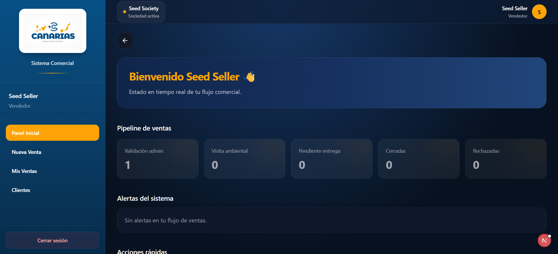 Canarias Equipamientos — Gestión de ventas y soporte vista 2