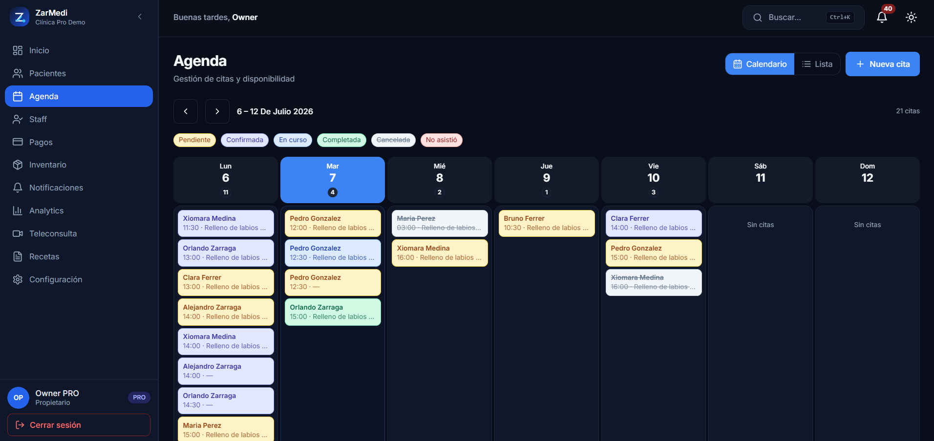 Zarmedi — Plataforma SaaS de gestión clínica vista 5