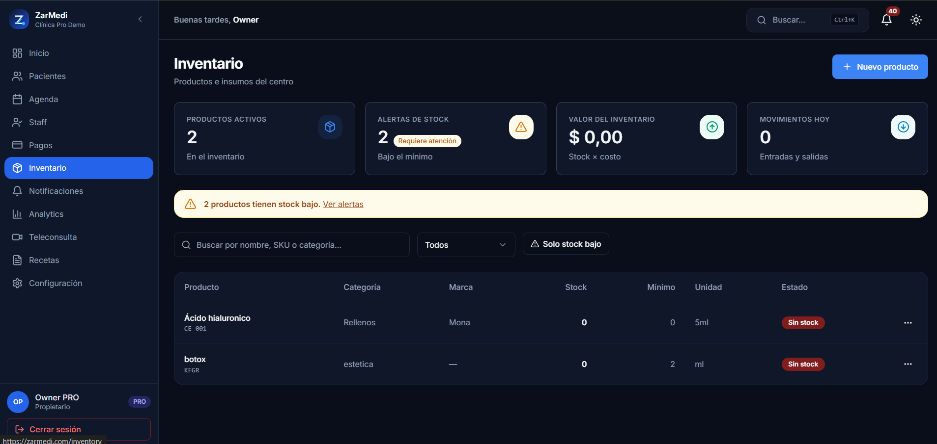 Zarmedi — Plataforma SaaS de gestión clínica vista 8