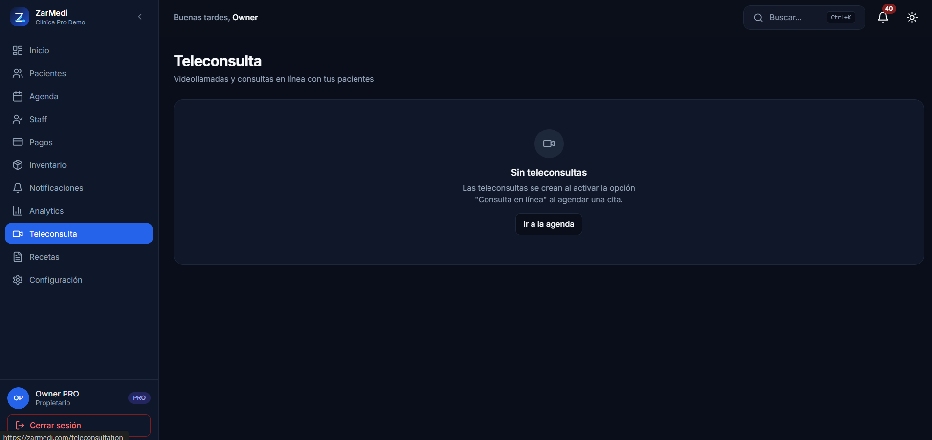 Zarmedi — Plataforma SaaS de gestión clínica vista 13